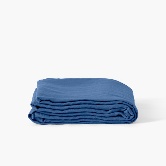 Songe china blue washed linen bed sheet