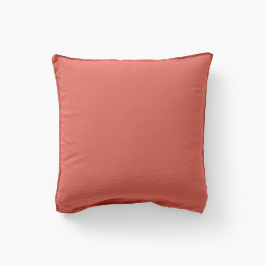 Songe terracotta square washed linen pillowcase