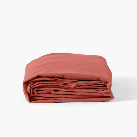 Fitted sheet washed cotton Songe terracotta