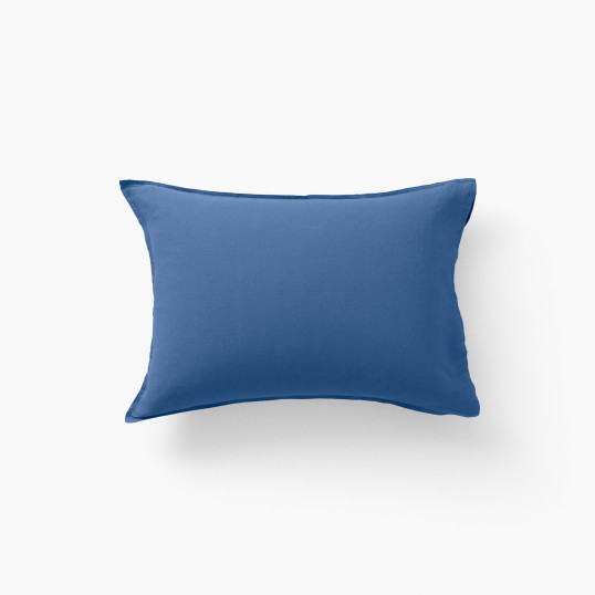 Songe china blue rectangular pillowcase in linen and washed cotton