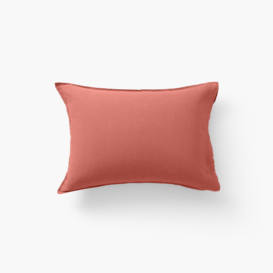 Songe terracotta rectangular pillowcase in washed linen and cotton
