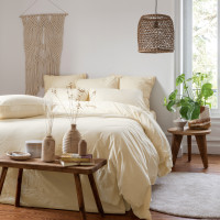 Souffle pastel yellow duvet cover in organic washed cotton