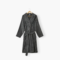 Mixed bathrobe Sasha Basalt and black cotton