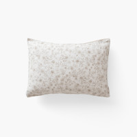 Taie d'oreiller rectangulaire lin et coton lavé Songe grège floral