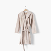 Peignoir femme à capuche coton Aura beige tendre