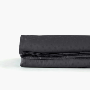 Drap de lit satin de coton jacquard pois et rayures Prestige noir