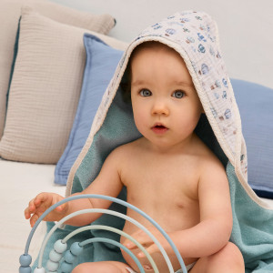 Parure de bain double face coton et gaze de coton Lino argile