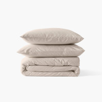 Parure de lit satin de coton lavé bio Quartz Dune