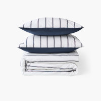 Parure de lit coton Neo marine rayure