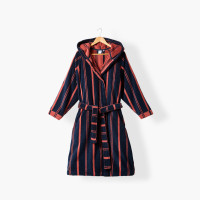 Mixed cotton hooded bathrobe Orine navy