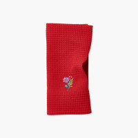 Torchon coton nid d'abeille Pistil rouge
