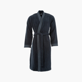 Men&apos;s cotton bathrobe with kimono collar Calathéa ink