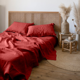 Washed linen Songe sienne bed sheet