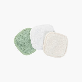 Pack of 6 washable make-up remover squares in cotton and organic cotton gauze Naturelle