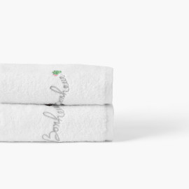 Eloges white cotton and bamboo viscose bath towel
