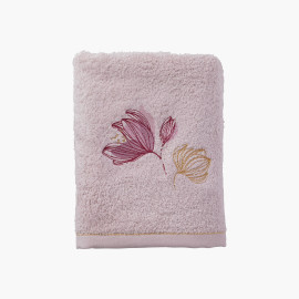 Cotton and bamboo viscose towel embroidered with Alcôve mother-of-pearl flowers