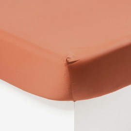 Fitted sheet cotton satin Pampa copper