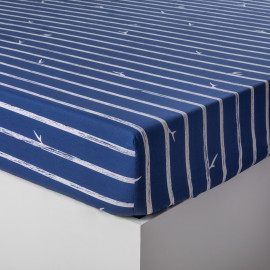 Fitted sheet pure organic cotton printed with stripes Odyssée