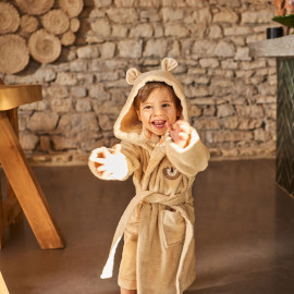 Children&apos;s bathrobe in organic cotton with hood Safari
