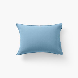 Taie d&apos;oreiller rectangulaire lin et coton lavé Songe bleu baltique