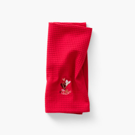 Sweety honeycomb cotton tea towel red