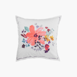 Ode flower print square percale cotton pillow case