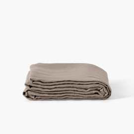 Songe taupe washed linen bed sheet