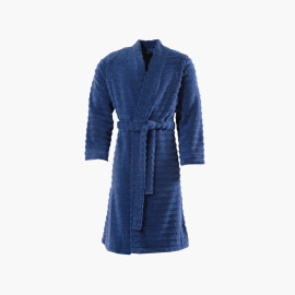 Blue Bukhara cotton kimono bathrobe for men