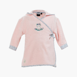 Children&apos;s organic cotton bathrobe with embroidered heart-shaped hood Câline dragée