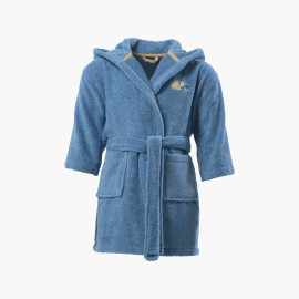 Baby cotton hooded bathrobe Noisette blue