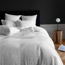Songe Linen and Washed Cotton Duvet Cover in White