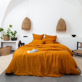 Songe curcuma duvet cover in washed linen and cotton