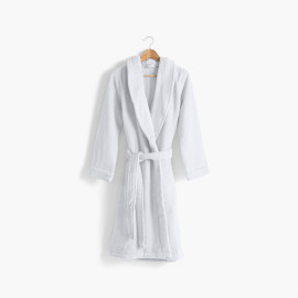 Women&apos;s bathrobe in soft cotton Ella white