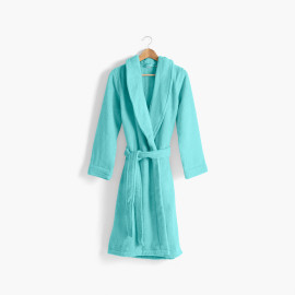 Women&apos;s bathrobe in soft cotton Ella lagoon