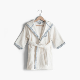 Children&apos;s bathrobe in organic cotton with hood Dandine ivory