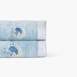 Illumine fleece blue organic cotton bath sheet