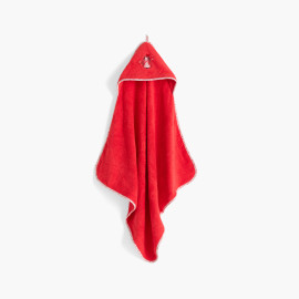 Bath cape in Organic Cotton Mes rêves Soft Red
