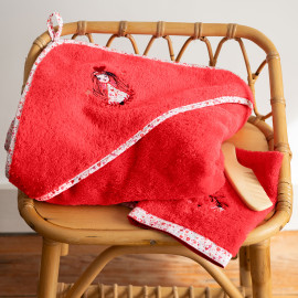 Mes rêves organic cotton bath cape in soft red