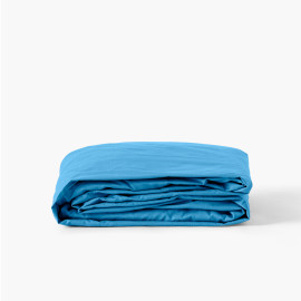 Fitted sheet percale cotton off-the-rib Neo azure