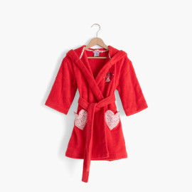 Children&apos;s bathrobe in Organic Cotton Mes rêves Soft Red