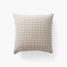 Square pillowcase linen and washed cotton Songe charbon checks