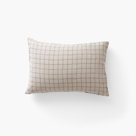 Rectangular pillow case in linen and washed cotton Songe charbon checks