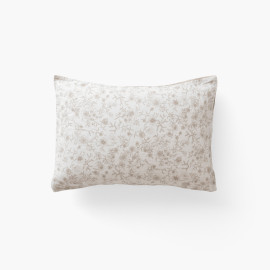 Songe grège floral rectangular pillowcase in washed linen and cotton