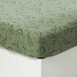 Fitted sheet pure organic cotton Dinotopi