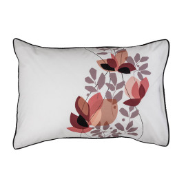 Okumi rectangular pillow case in cotton percale with Japanese floral print