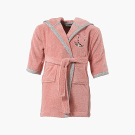 Festine sorbet pink organic cotton hooded baby bathrobe