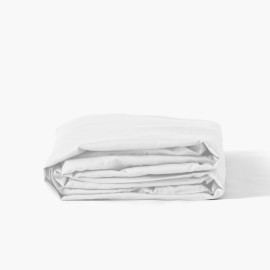 Quartz Organic Washed Satin Cotton Fitted Sheet in White