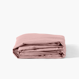 Quartz blush organic washed cotton satin fitted sheet