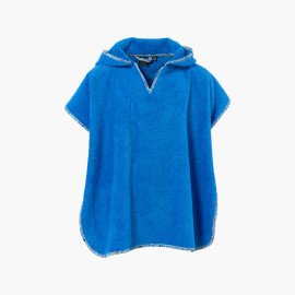 Children&apos;s cotton poncho with hood Beachful azure