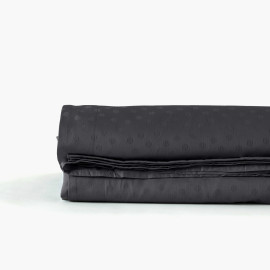 Prestige black jacquard cotton satin bed sheet with polka dots and stripes